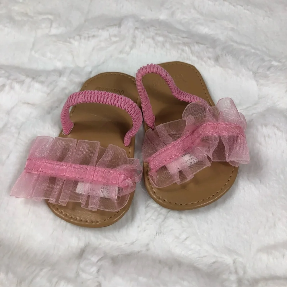Gymboree Pink Tulle Flip Flops size 2 - Picture 5 of 11